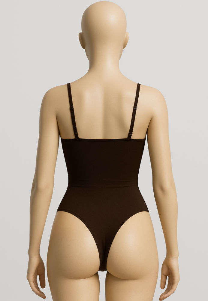 Body Modelator Tanga cu Bretele Subțiri Reglabile,Culoare Bordo,Engros